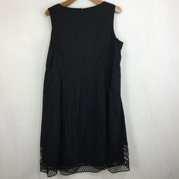 AppleSeeds Womens Sleeveless Lace Trim Hem Cotton Dress Black Plus Size 16W - Picture 7 of 11